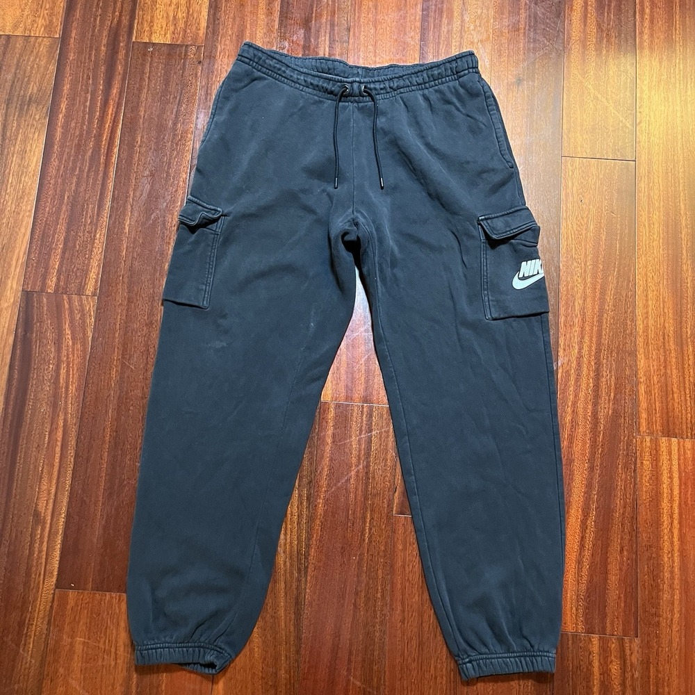 Nike Joggers Mens Large Black Pant Sweatpants Cargo Drawstring Sportswear Casual